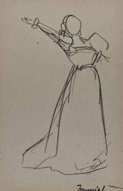 Pierre Georges Jeanniot, Frau, Original Zeichnung, frühes 20. Jh