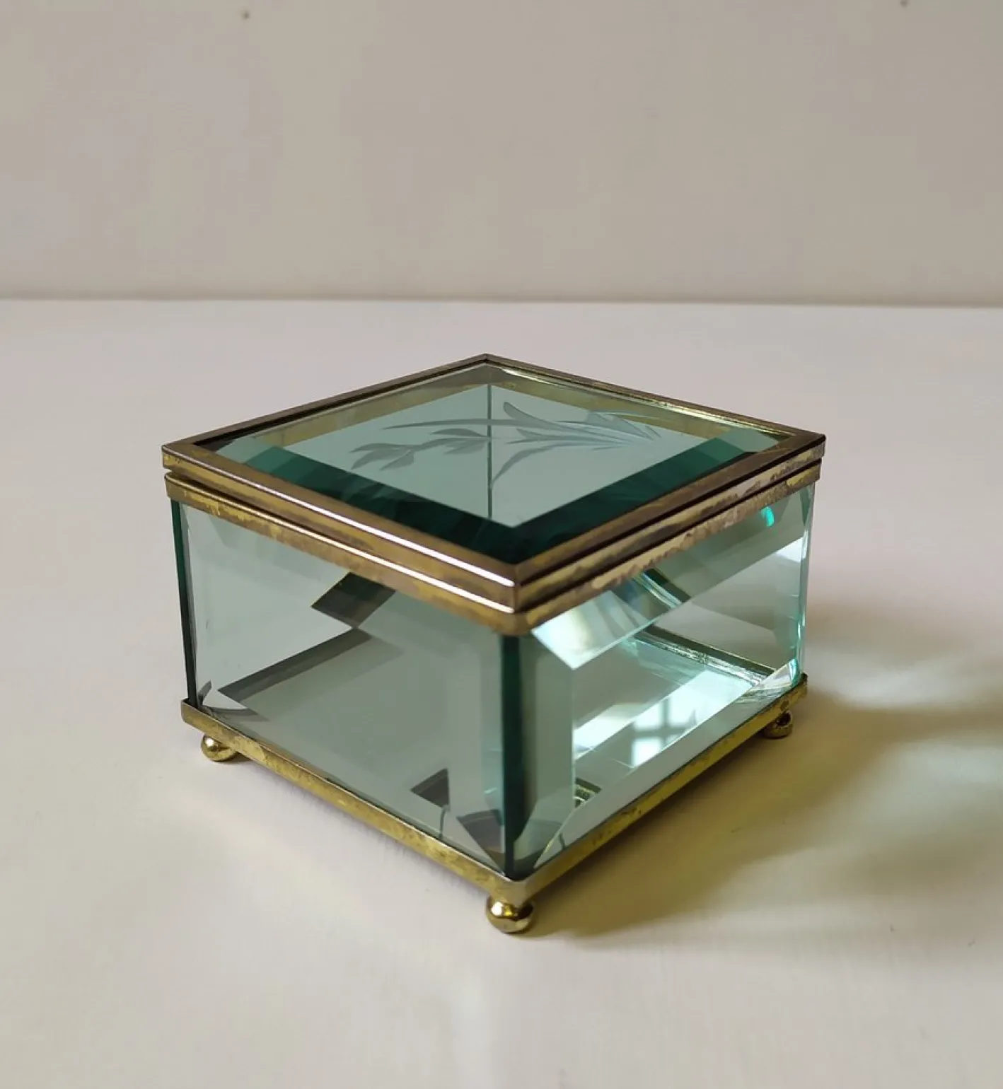 Pietro Chiesa zugeschriebene kleine Glasdose für Fontana Arte, 1950er