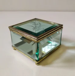 Pietro Chiesa zugeschriebene kleine Glasdose für Fontana Arte, 1950er