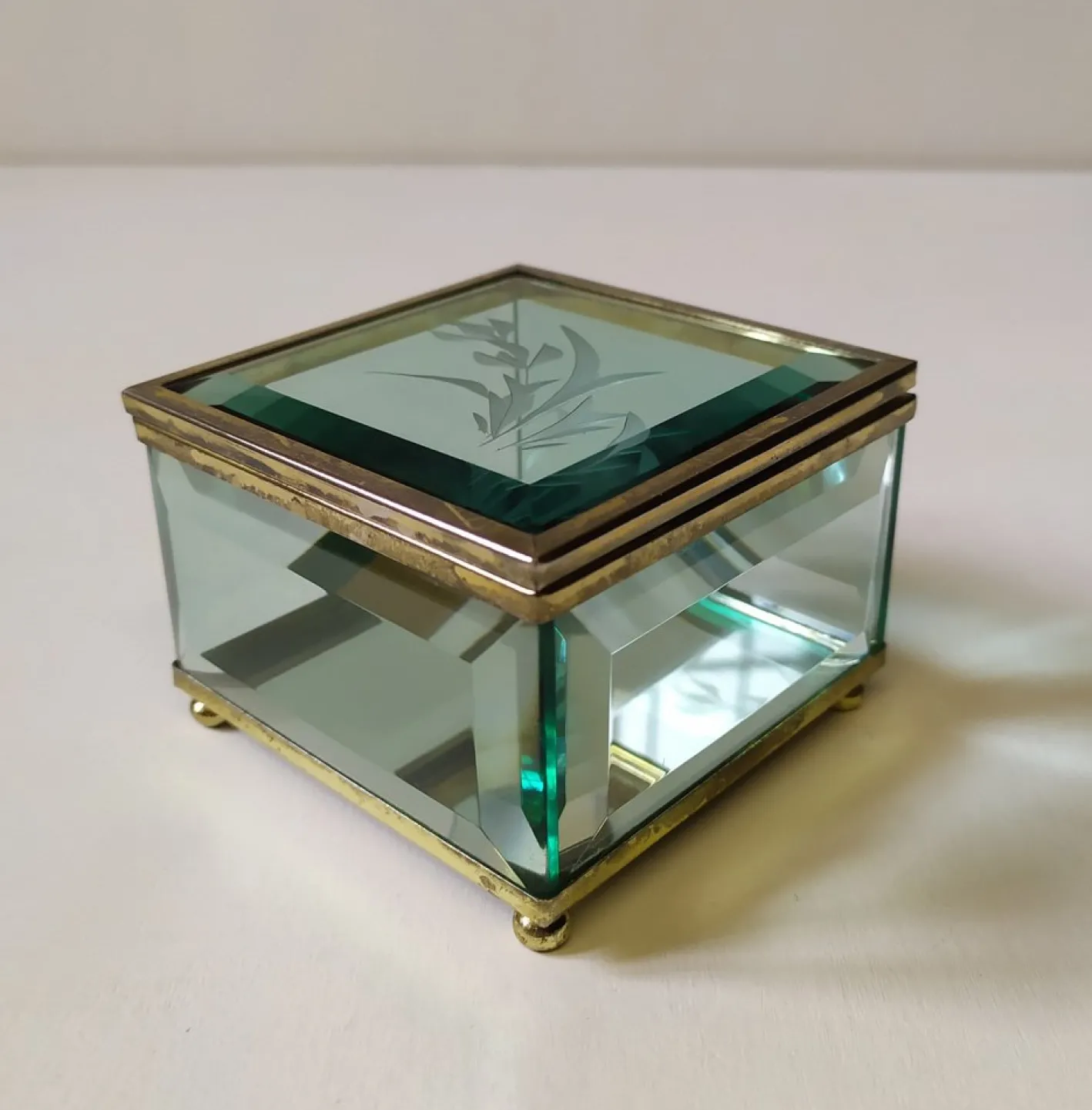 Pietro Chiesa zugeschriebene kleine Glasdose für Fontana Arte, 1950er