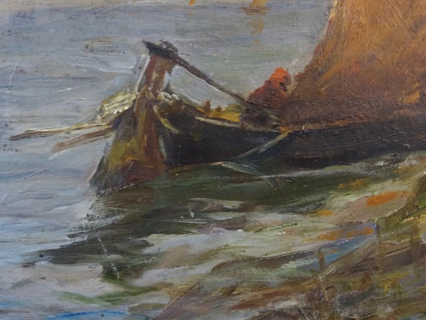 Pietro Fragiacomo, Vela, 1910er, Öl auf Karton, gerahmt