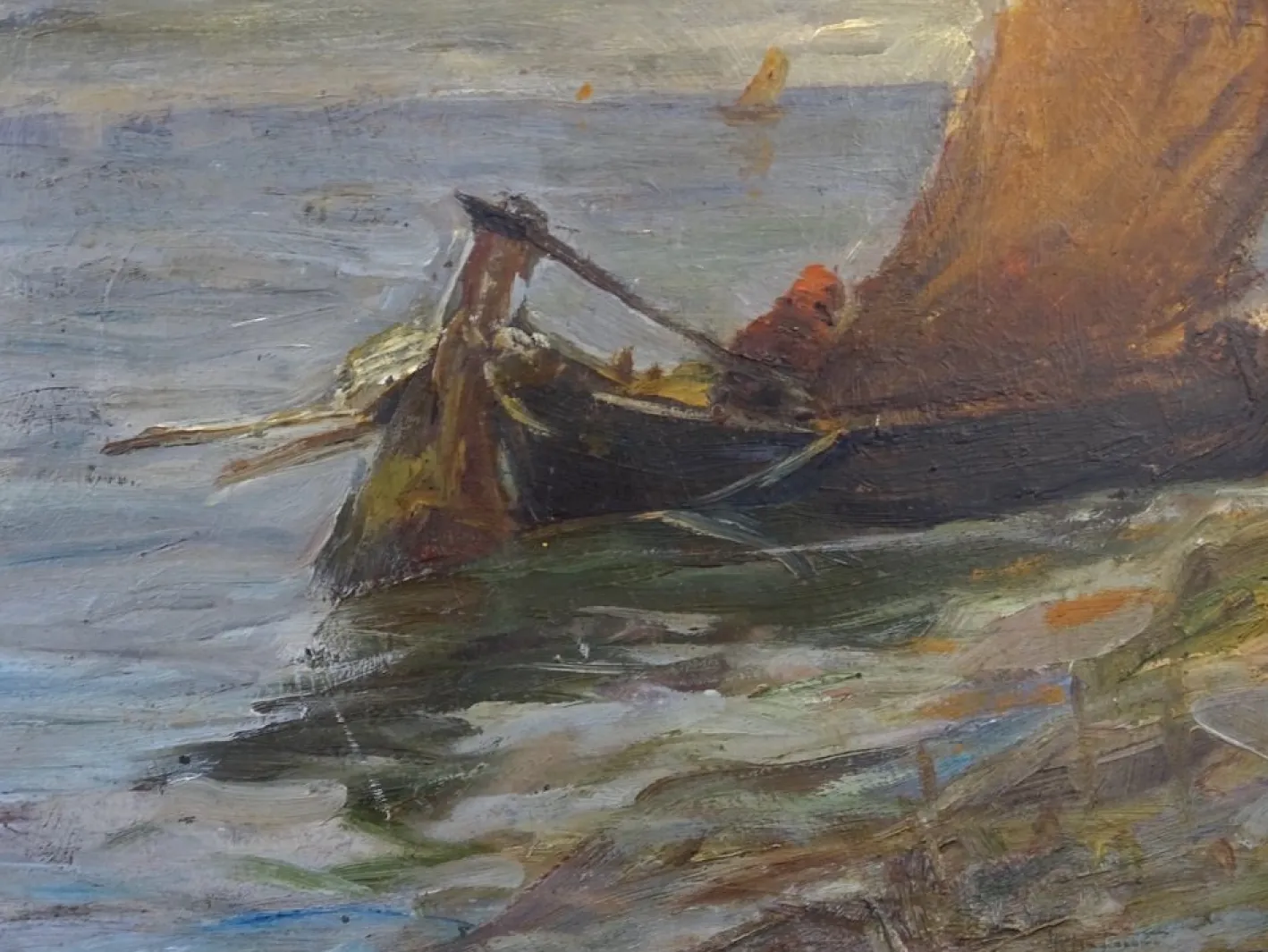 Pietro Fragiacomo, Vela, 1910er, Öl auf Karton, gerahmt