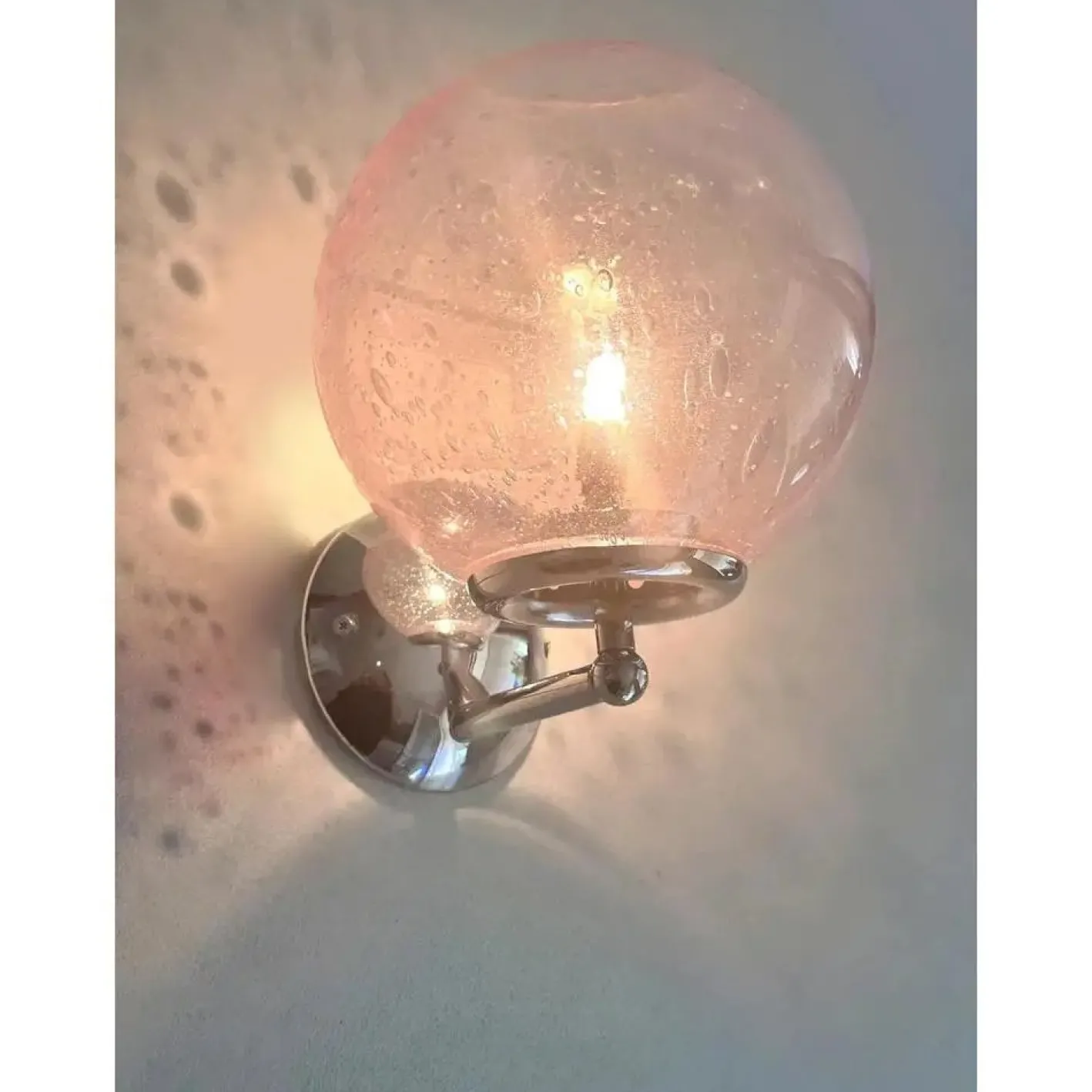 Pinke Pulegoso Murano Glas Wandlampen von Simoeng, 2er Set