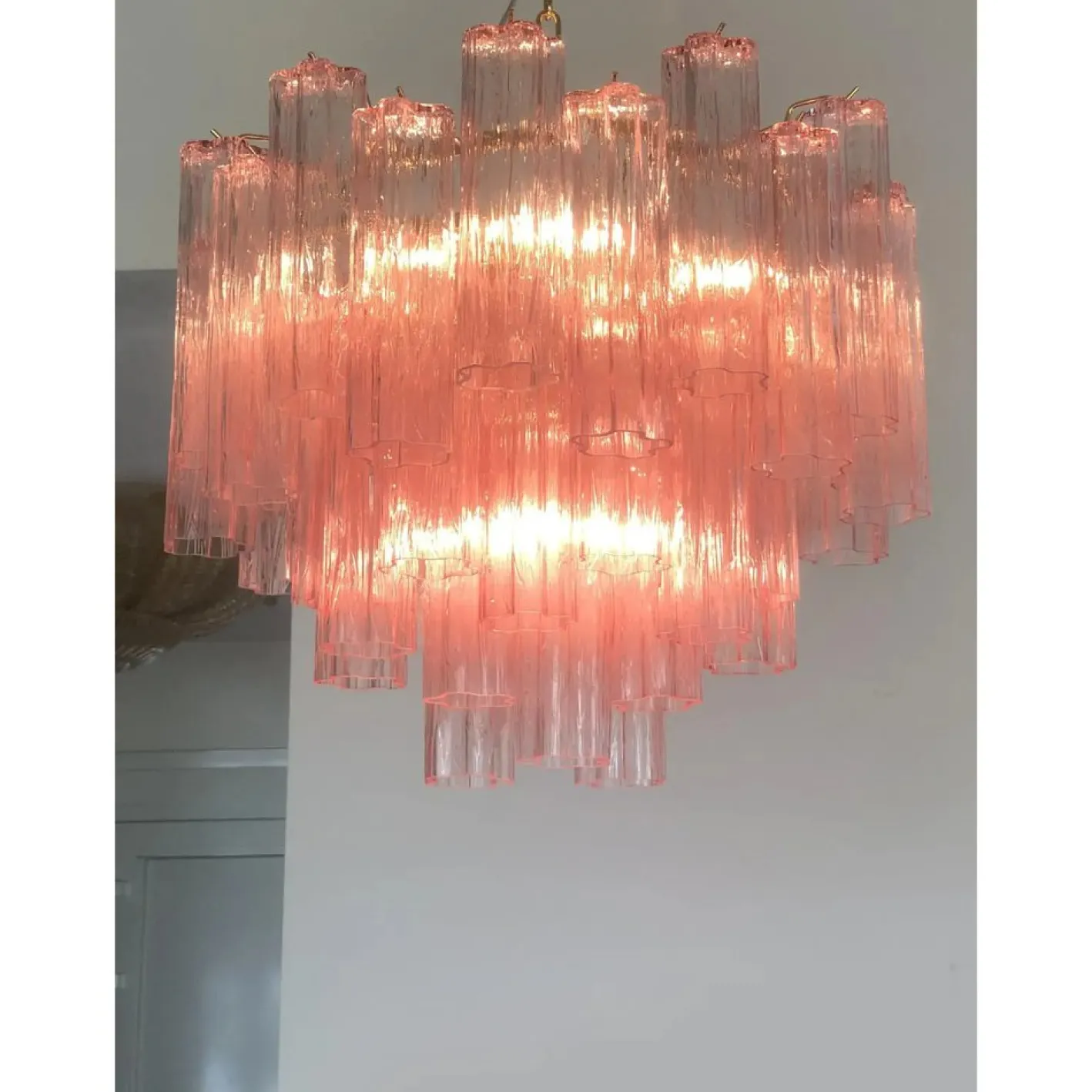 Pinker Tronchi Kronleuchter aus Kunstglas von Simoeng für Simoeng