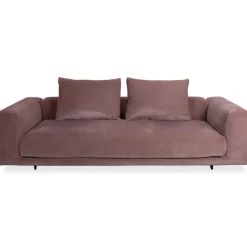 Pinkes malvenfarbenes Set aus Drei-Sitzer Sofa & Fußhocker mit Kordpolstern von COR
