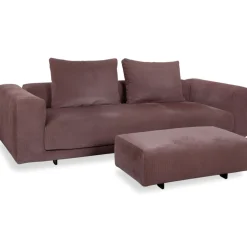 Pinkes malvenfarbenes Set aus Drei-Sitzer Sofa & Fußhocker mit Kordpolstern von COR