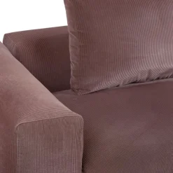 Pinkes malvenfarbenes Set aus Drei-Sitzer Sofa & Fußhocker mit Kordpolstern von COR