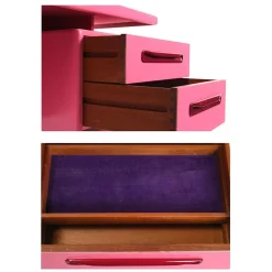 Pink lackierter Frisiertisch aus Holz mit 4 Schubladen, 1960er