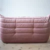 Pink Pearl Velvet Togo 2-Sitzer zugeschrieben Michel Ducaroy für Ligne Roset
