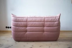 Pink Pearl Velvet Togo 2-Sitzer zugeschrieben Michel Ducaroy für Ligne Roset