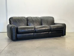 Piumotto Sofa aus schwarzem Leder von Arrigo Arrigoni für Busnelli, 1970er