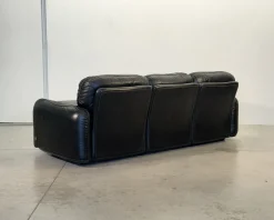 Piumotto Sofa aus schwarzem Leder von Arrigo Arrigoni für Busnelli, 1970er