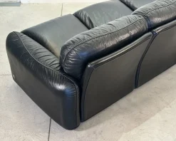 Piumotto Sofa aus schwarzem Leder von Arrigo Arrigoni für Busnelli, 1970er