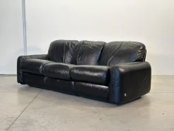 Piumotto Sofa aus schwarzem Leder von Arrigo Arrigoni für Busnelli, 1970er