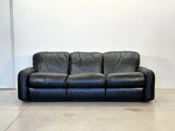 Piumotto Sofa aus schwarzem Leder von Arrigo Arrigoni für Busnelli, 1970er