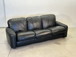 Piumotto Sofa aus schwarzem Leder von Arrigo Arrigoni für Busnelli, 1970er