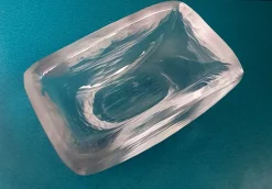 Platina Eisglas Schale von Vicke Lindstrand für Orrefors, 1950er