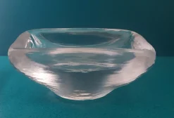 Platina Eisglas Schale von Vicke Lindstrand für Orrefors, 1950er