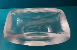 Platina Eisglas Schale von Vicke Lindstrand für Orrefors, 1950er