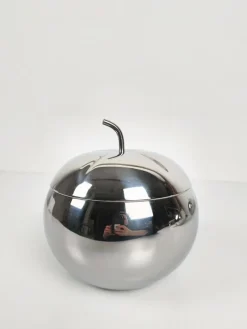 Pop Edelstahl Apple Box Eiskübel im Stil von Sottsass, Italien, 1970er
