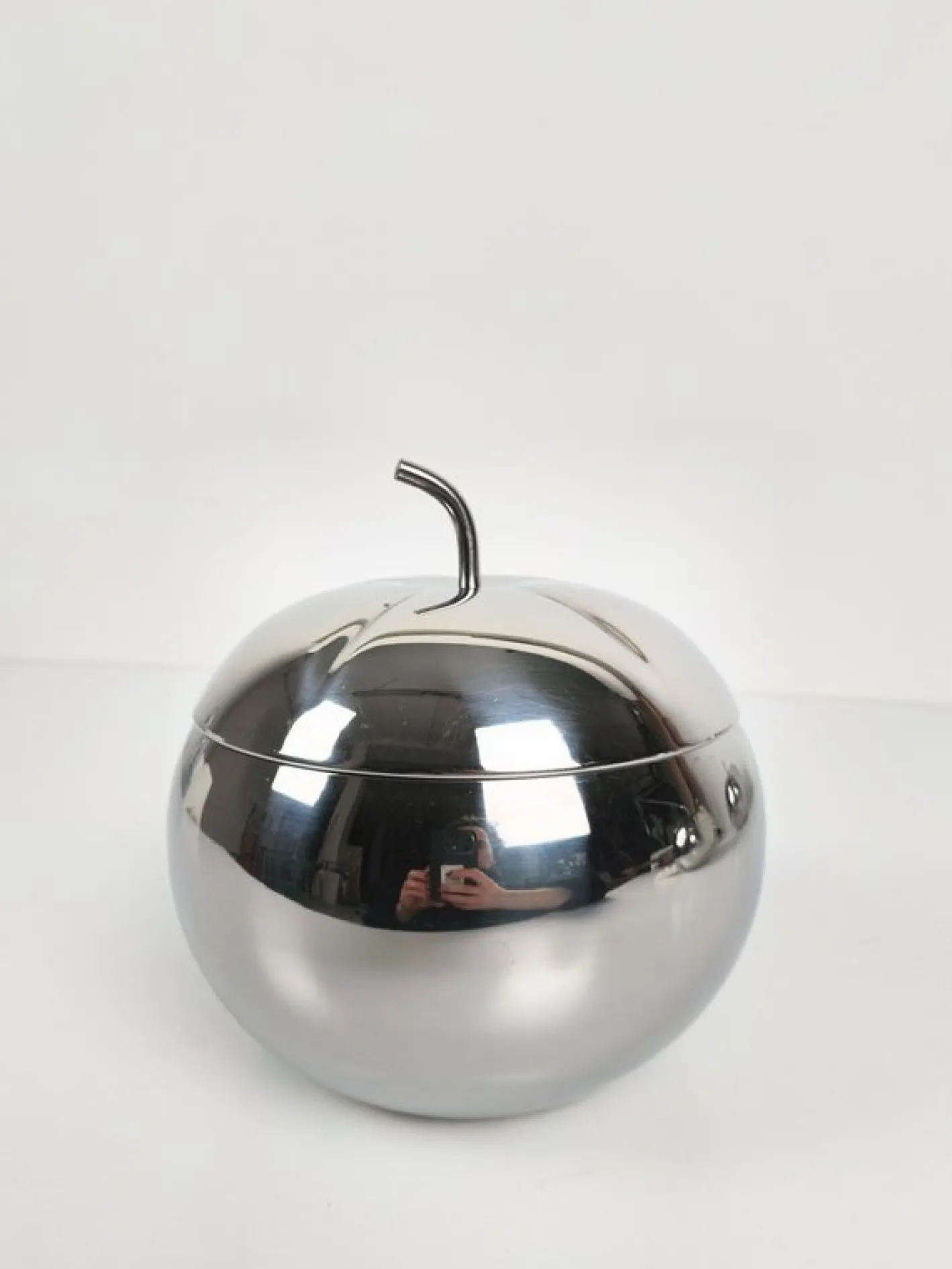 Pop Edelstahl Apple Box Eiskübel im Stil von Sottsass, Italien, 1970er
