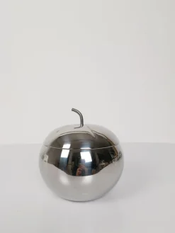 Pop Edelstahl Apple Box Eiskübel im Stil von Sottsass, Italien, 1970er