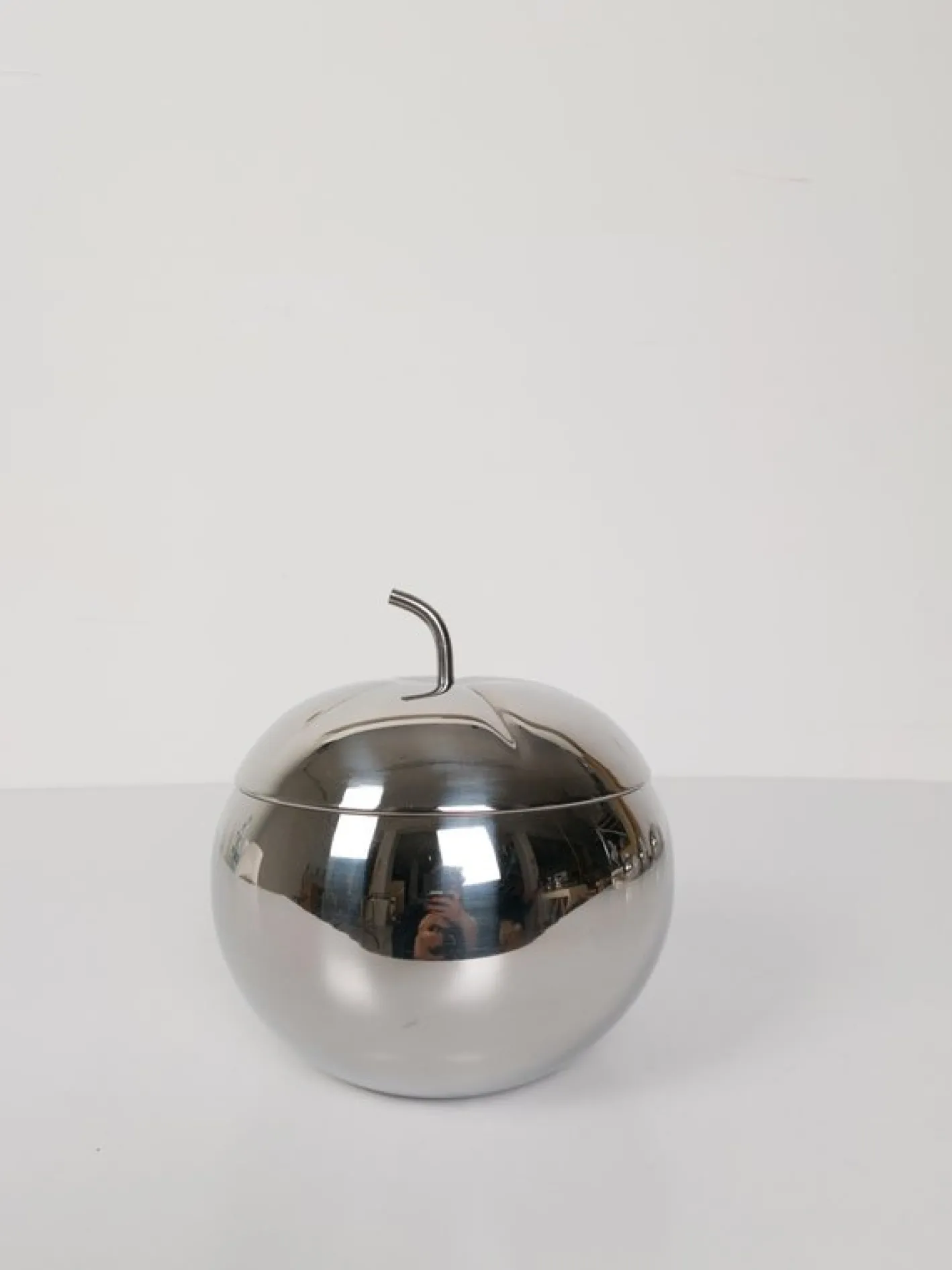 Pop Edelstahl Apple Box Eiskübel im Stil von Sottsass, Italien, 1970er