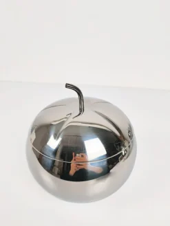 Pop Edelstahl Apple Box Eiskübel im Stil von Sottsass, Italien, 1970er