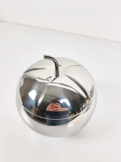 Pop Edelstahl Apple Box Eiskübel im Stil von Sottsass, Italien, 1970er