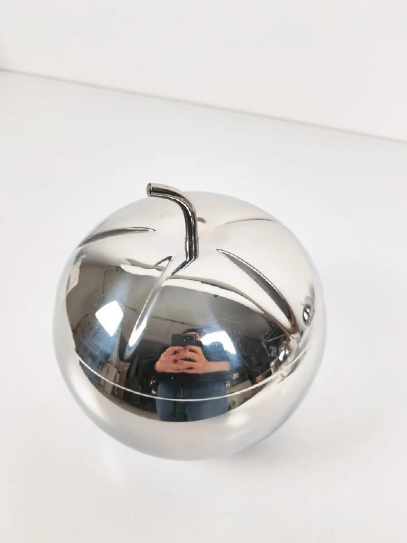 Pop Edelstahl Apple Box Eiskübel im Stil von Sottsass, Italien, 1970er