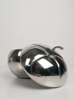 Pop Edelstahl Apple Box Eiskübel im Stil von Sottsass, Italien, 1970er