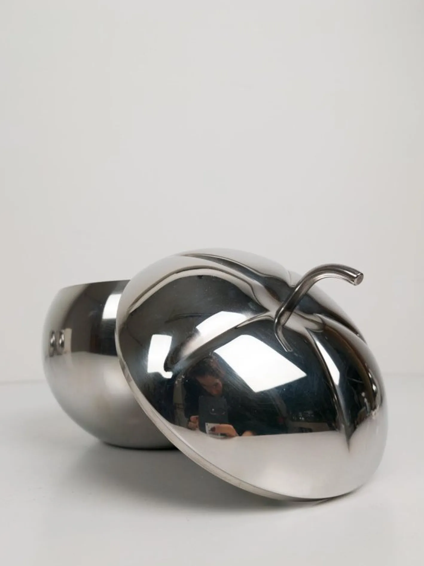 Pop Edelstahl Apple Box Eiskübel im Stil von Sottsass, Italien, 1970er