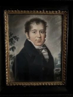 Portraits, 1820-1830, Pastellzeichnungen, gerahmt, 2er Set
