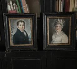 Portraits, 1820-1830, Pastellzeichnungen, gerahmt, 2er Set