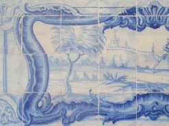 Portugiesische Azulejos Fliesenplatte aus dem 18. Jh. mit Landschaftsmotiv