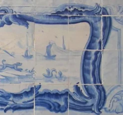 Portugiesische Azulejos Fliesenplatte aus dem 18. Jh. mit Landschaftsmotiv