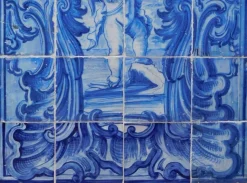Portugiesische Fliesenplatte mit Amor-Dekor, 18. Jh., 24 Set
