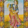 Portugiesische Fliesenplatte mit Herbstdekor, 19. Jh., 15 Set