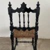 Portugiesisches schwarz lackiertes Mid-Century Wohnzimmerset aus Holz & Stroh, 1960er, 6er Set