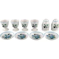 Porzellan Mulberry Eierbecher, Kaviarschalen und Salz- / Pfefferstreuer, 1960er, 10er Set