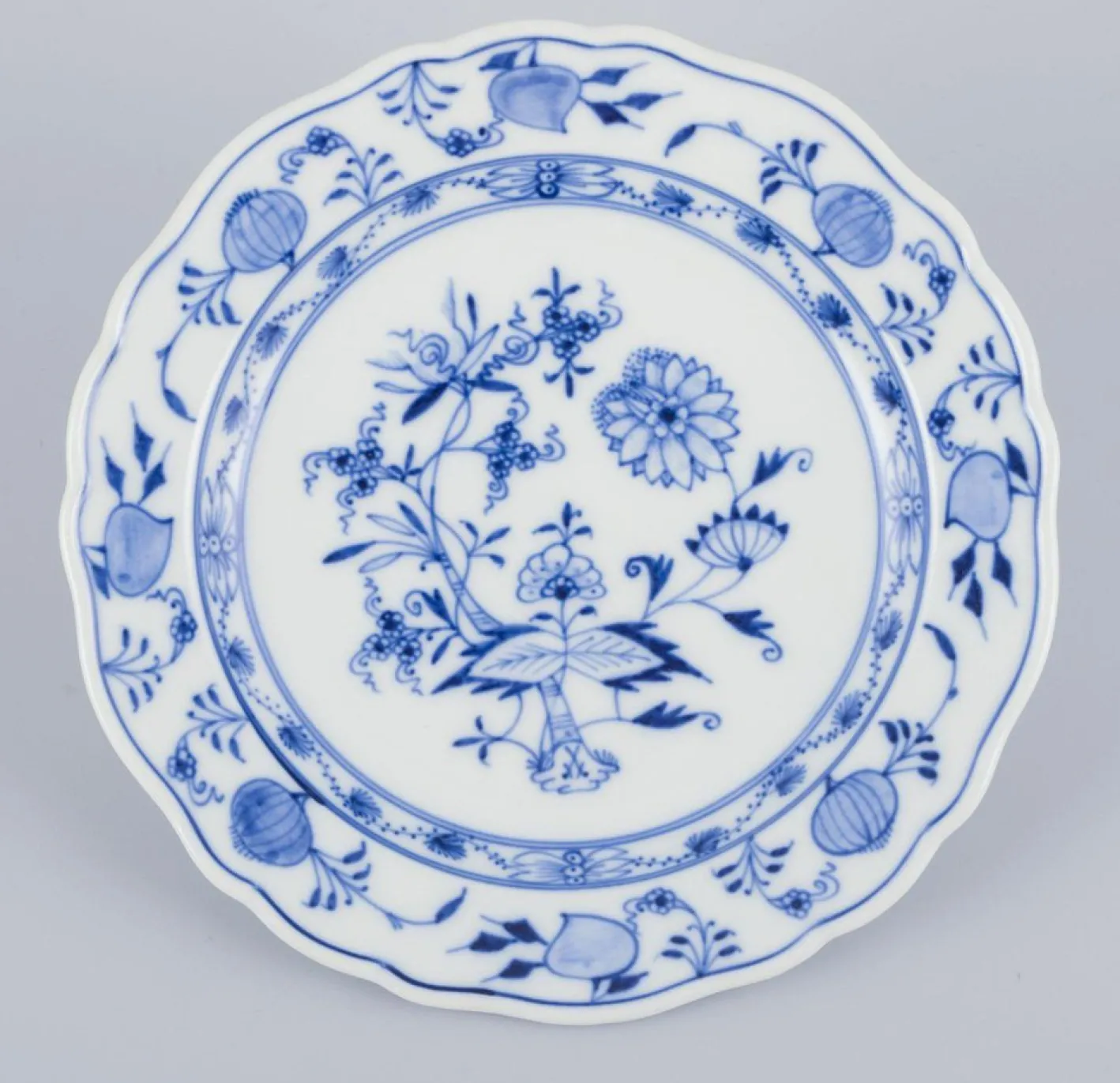 Porzellanteller mit Blauem Zwiebelmuster, Meissen, Deutschland, 5 . Set