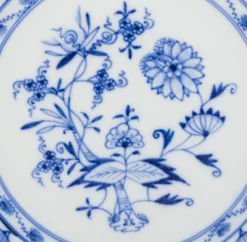 Porzellanteller mit Blauem Zwiebelmuster, Meissen, Deutschland, 5 . Set