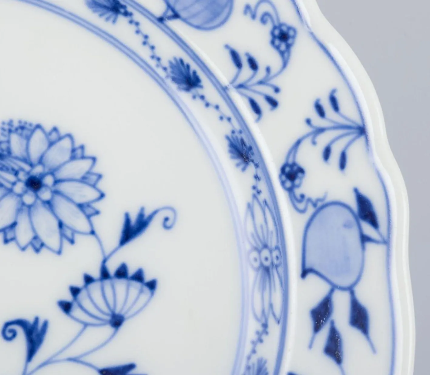 Porzellanteller mit Blauem Zwiebelmuster, Meissen, Deutschland, 5 . Set