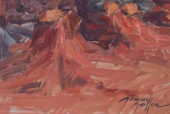 Postimpressionistische Studie, Fischer, die Netze reparieren, 20. Jh., Öl an Bord, gerahmt