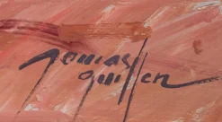 Postimpressionistische Studie, Fischer, die Netze reparieren, 20. Jh., Öl an Bord, gerahmt