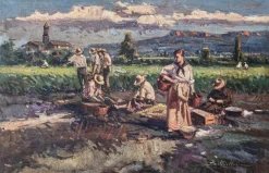 Post-Impressionist Künstler, Ernte der Ernte, Großes Ölgemälde, Gerahmt