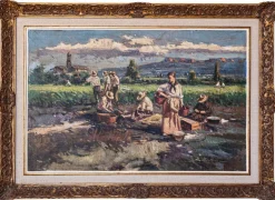 Post-Impressionist Künstler, Ernte der Ernte, Großes Ölgemälde, Gerahmt