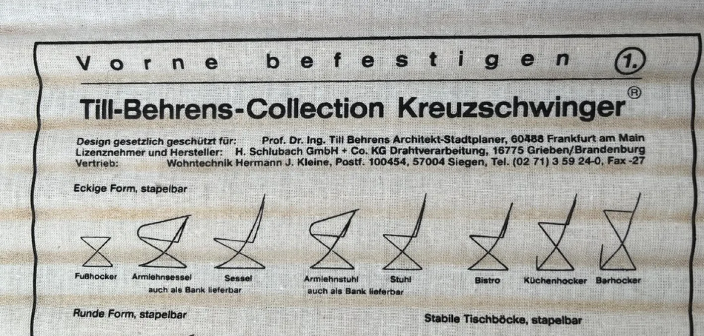 Postmoderne Kreuzschwinger Leder Stuhlauflagen von Till Behrens, 1980er, 2er Set