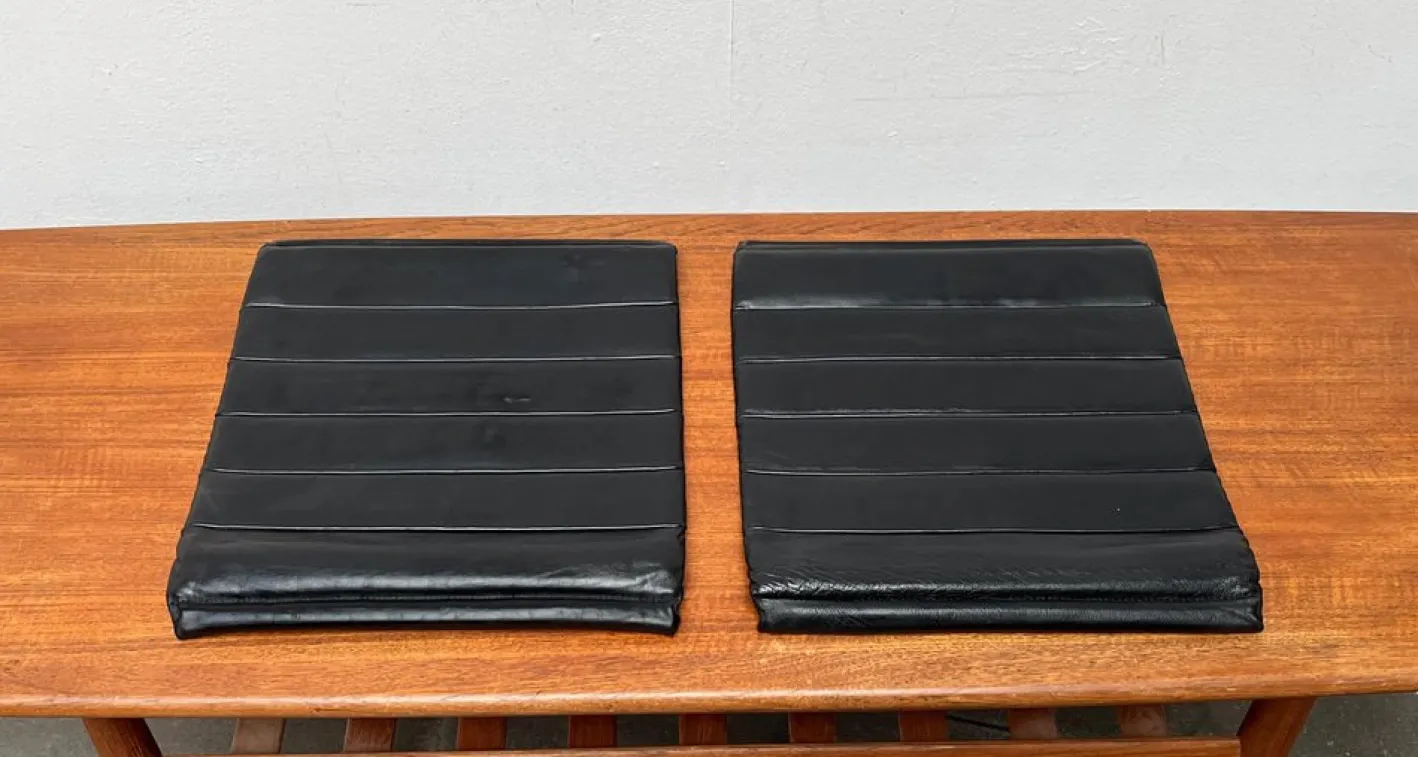 Postmoderne Kreuzschwinger Leder Stuhlauflagen von Till Behrens, 1980er, 2er Set