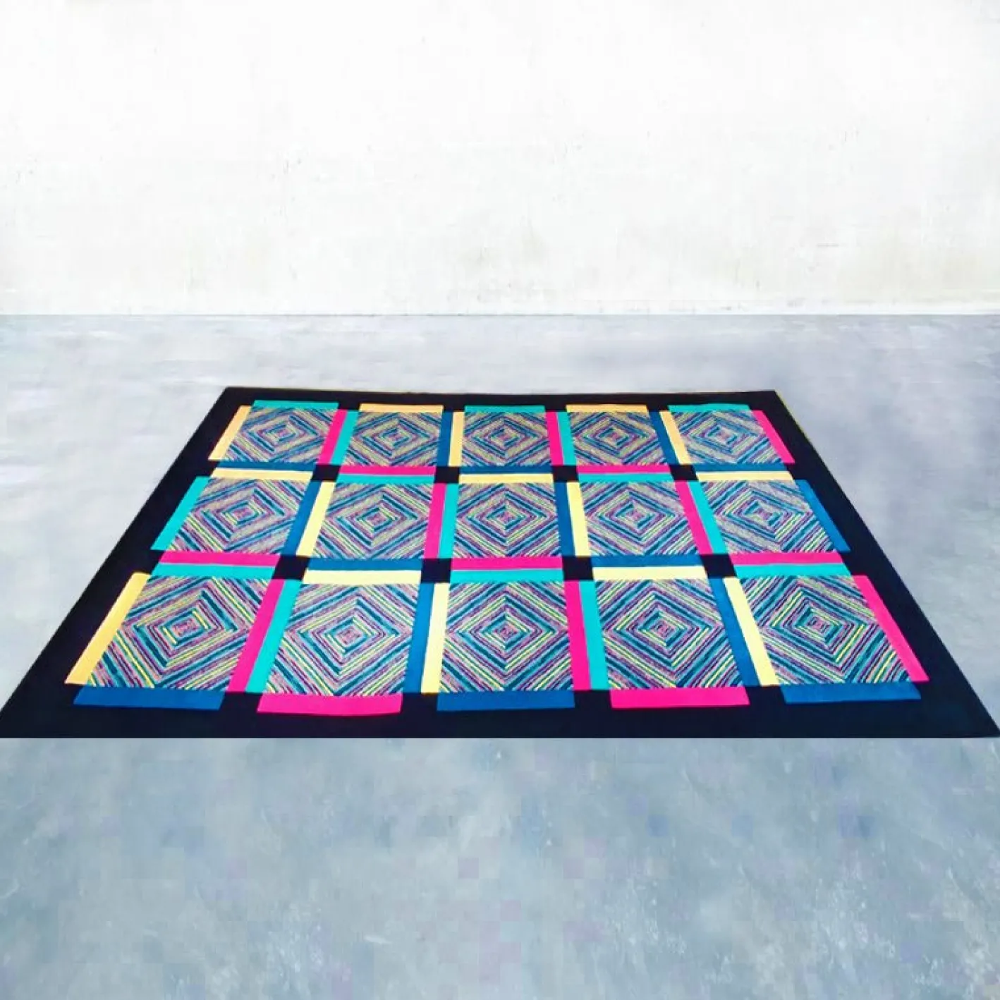 Postmoderner italienischer Wollteppich mit geometrischem Muster von Ottavio Missoni, 1990er